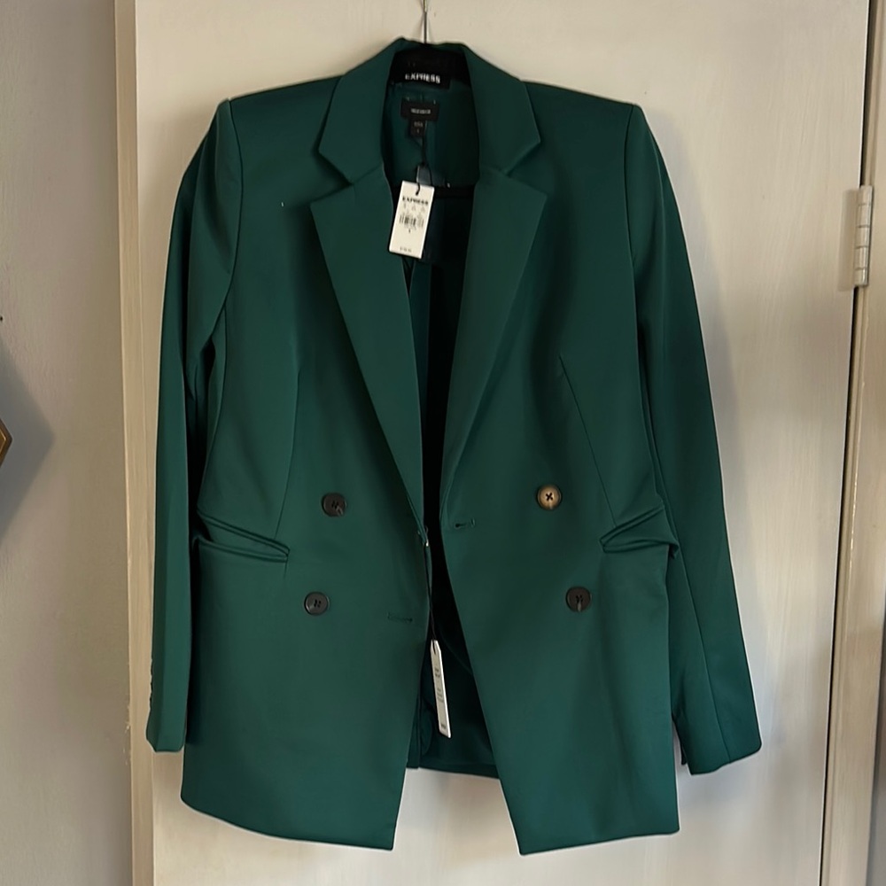 Express Green Blazer Tailored Suit Jacket